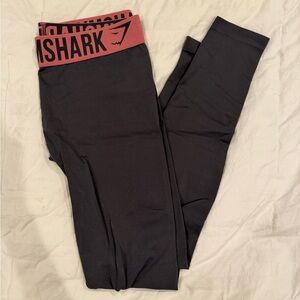 Gymshark dark grey leggings with pink waistband